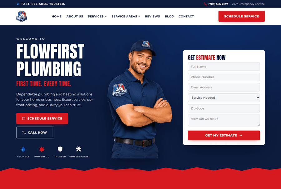 FlowFirst Plumbing website preview