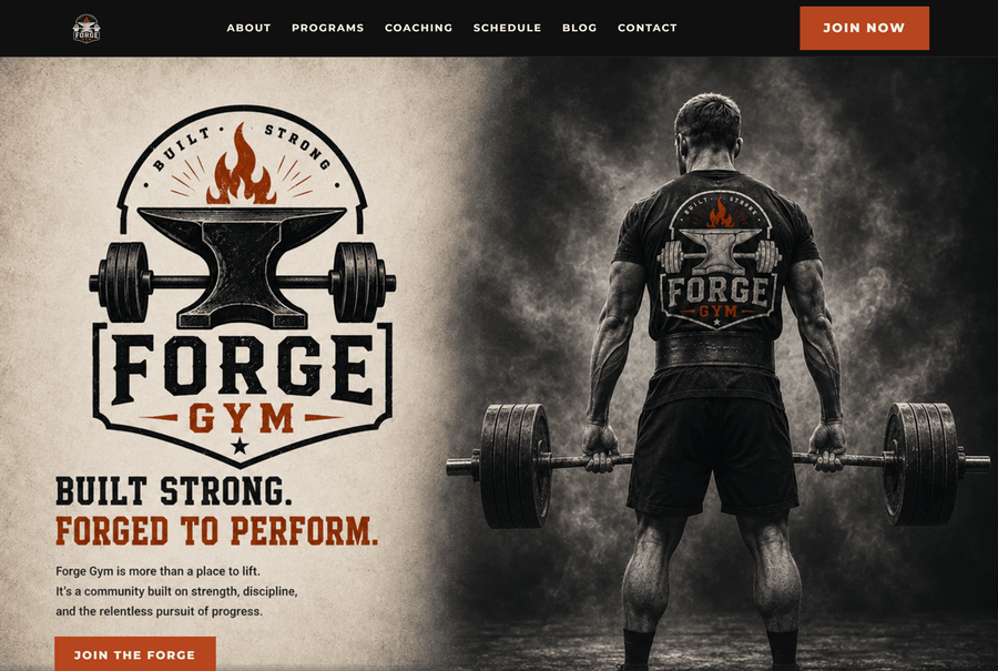 Forge Gym website preview