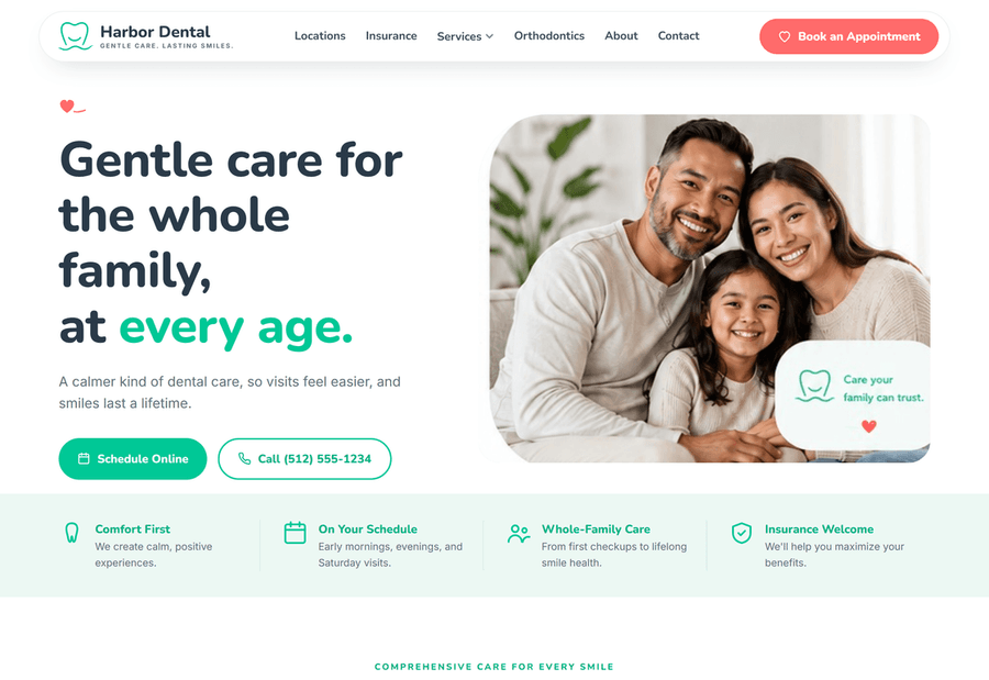 Harbor Dental website preview